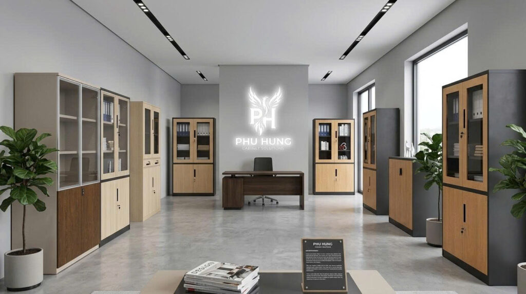 Tủ sắt vân gỗ cao cấp Phú Hưng Cabinet