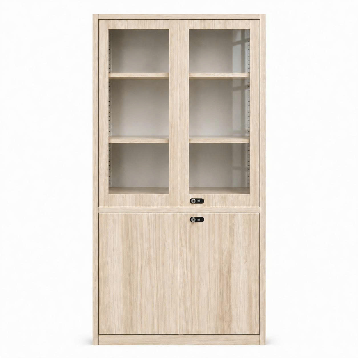 Tủ Sắt Vân Gỗ 4 Cánh 2 Cánh Kính Cao Cấp PH-4CKS – Phú Hưng Cabinet