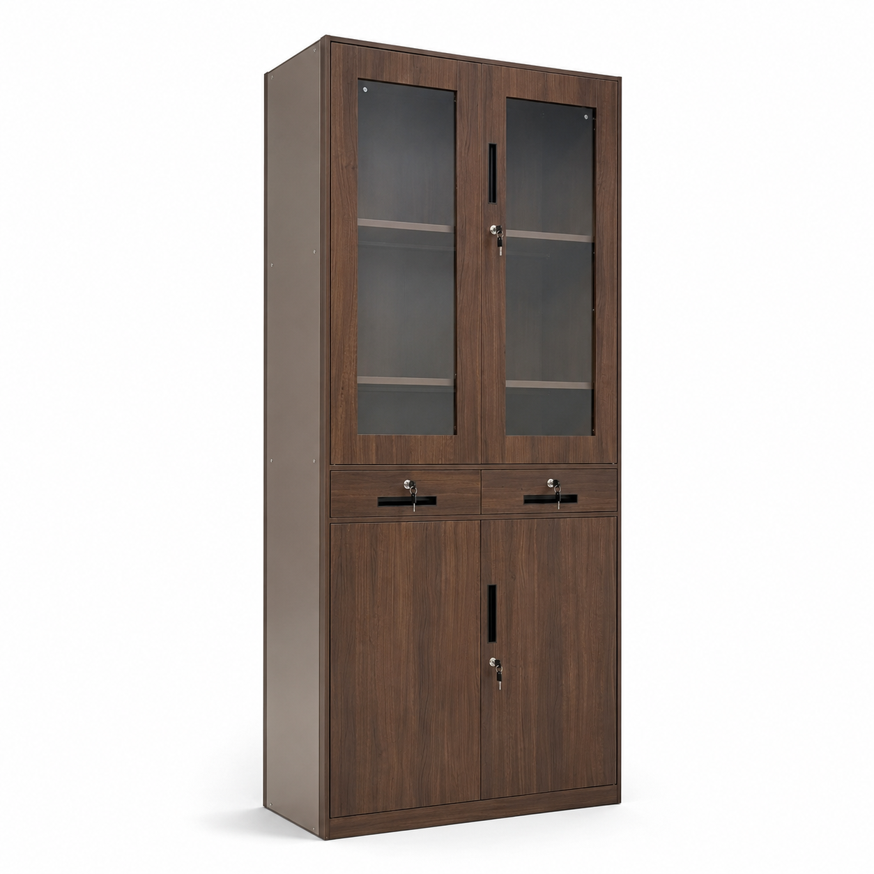 Tủ Sắt Vân Gỗ 4 Cánh 2 Ngăn Kéo Cao Cấp PH-4CK2NS – Phú Hưng Cabinet